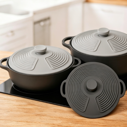 3-Piece Silicone Spill-Proof Lid Set: Heat-Resistant And Washable—A Great Kitchen Accessory