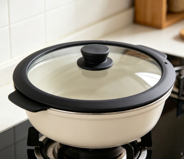 Tempered Glass & Silicone Lid: Heat-Resistant And Spill-Proof; Features Steam Vent