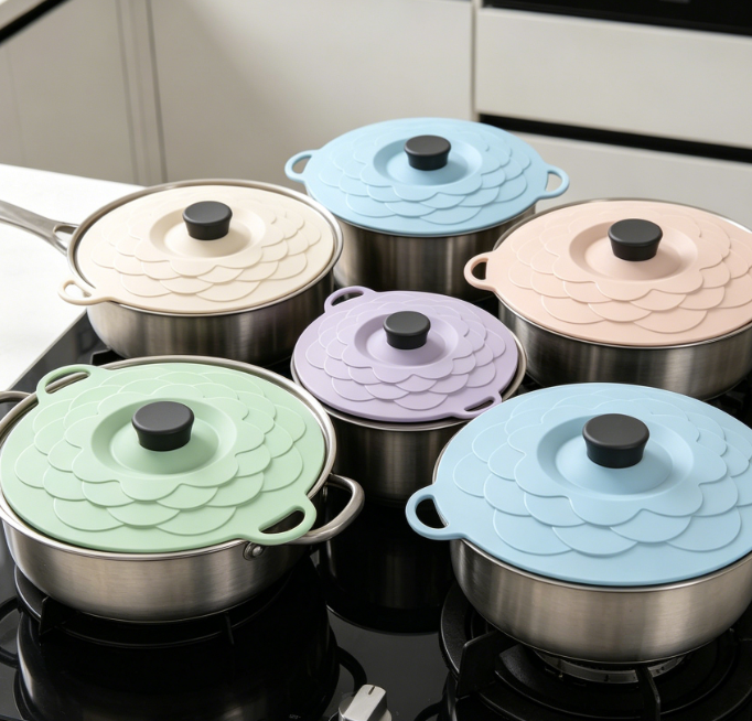 Silicone Suction Seal Lid: 5-Piece Set; Versatile For Food Preservation And Splatter Protection