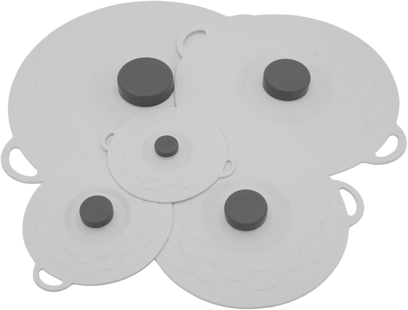5 Pack Cover Silicone Lids,Silicone Bowl Lid Set,Microwave Splatter Cover, 5 Sizes Reusable Heat Resistant Suction Lids Fits, for cups, bowls, plates, pots, pans, refrigerators, etc,dark gray