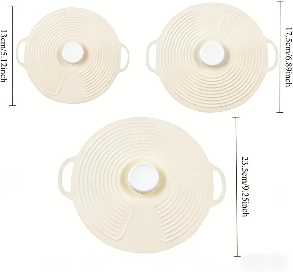 Silicone Lids for Pots and Pans 3pcs Set, Microwave Splatter Cover Silicone, Reusable Suction Seal Bowls Covers with Double Handle, Heat-Resistant Universal Lid for Frying Pans, Plates, Cups