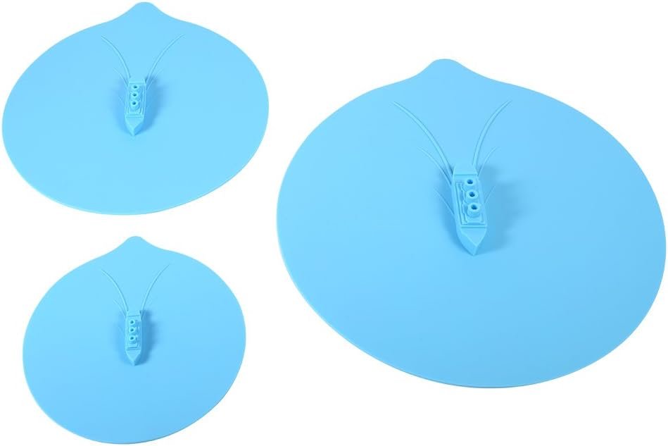 Design Silicone Seal Cover Pot Mug Cup Lid Set of 3pcs, High Temp Range, 3 Hole, Flexible with 3 Sizes for Bowls, Pots
