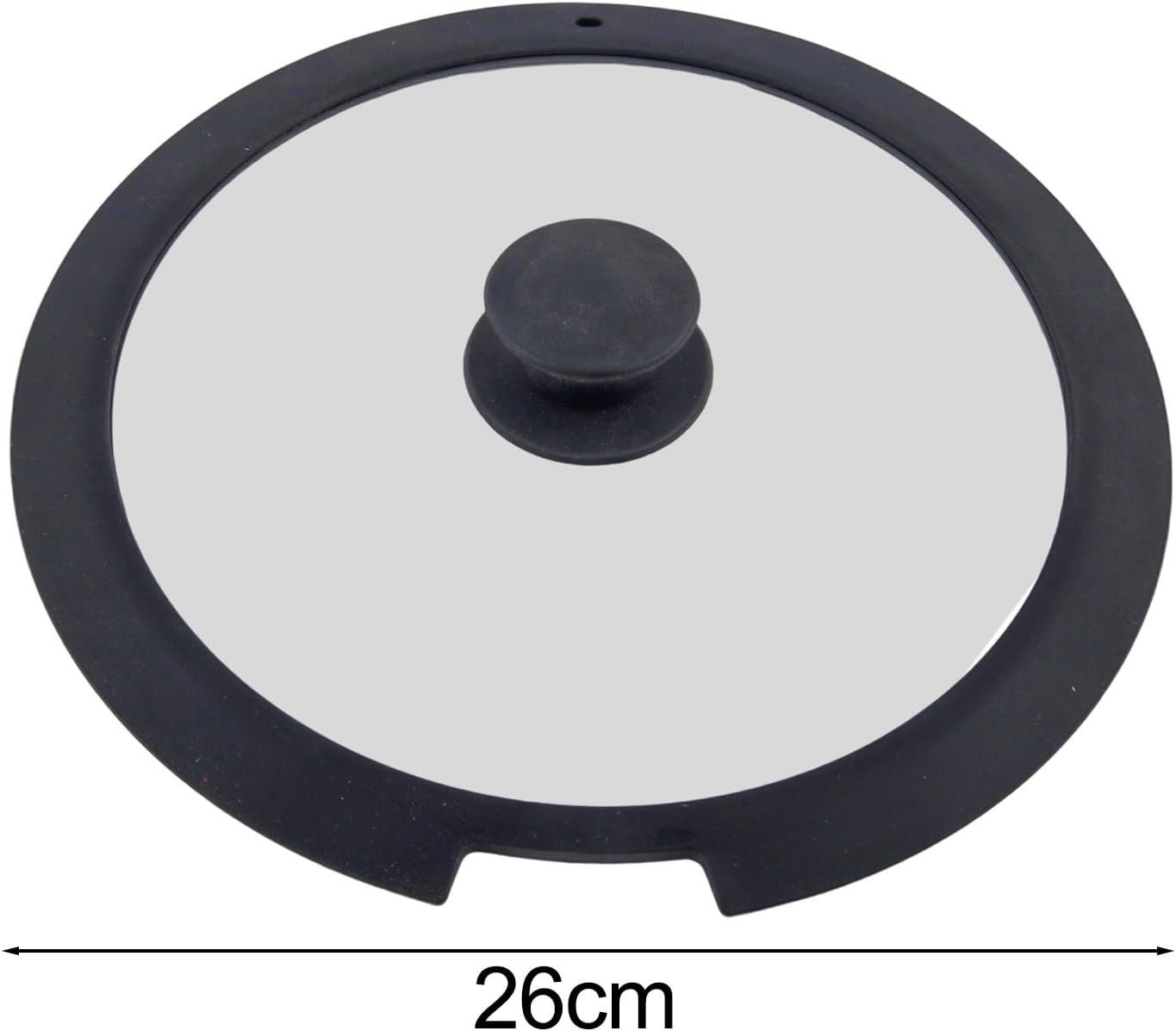 Silicone and Tempered Glass Pot Lid with Steam Vent Heat-Resistant and Anti-Spill Design,18cm 20cm 26cm Size Options (A 26CM)