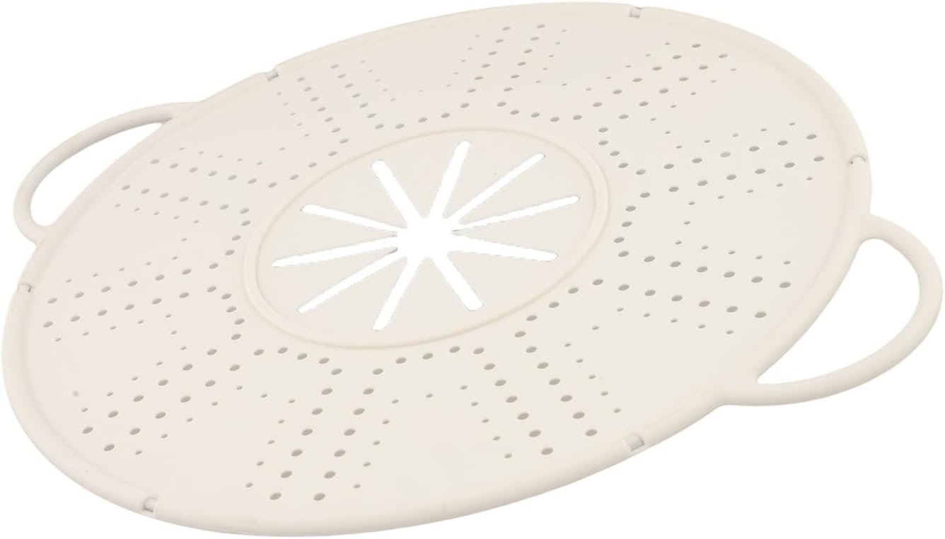 Silicone Spill Stopper Lid, 13.4x10.8 Inch Heat-Resistant Pot Cover with Steam Vent and Handle, Anti-Boil Over Mat for Kitchen Cooking, Black