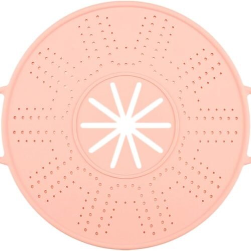 Generic Silicone Spill Stopper Lid Heat Resistant Pot Cover with Steam Vents, Multifunctional Anti Overflow Cover for Skillets, Pink