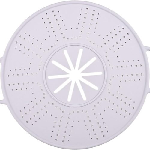 Spill Stopper Lid Silicone Pot Cover Splatter Screen Oil Guard Double Handle Anti Overflow Heat Resistant Mat with Steam Vent Suitable for , Violet