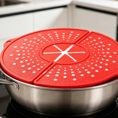 Collapsible Silicone Splatter Guard: Prevents Spills And Oil Splatters; Easy To Store