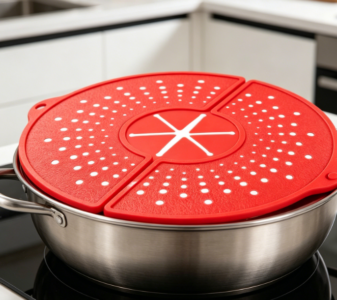 Collapsible Silicone Splatter Guard: Prevents Spills And Oil Splatters; Easy To Store