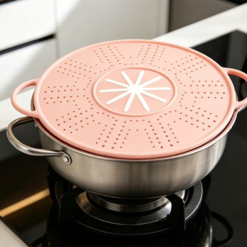 Heat-Resistant Silicone Spill-Proof Lid: Features Steam Vents; Prevents Splatters And Boil-Overs